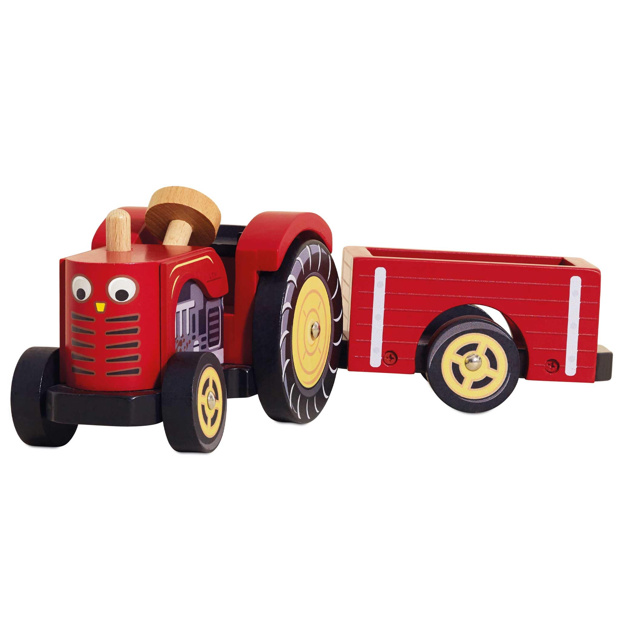 Le Toy Van - TV468 - Juego de Tractor de Juguete Educativo para niños, 2 años, Juguete Montessori, con Remolque magnético, Juego de Madera ecológico, sin plástico