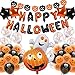 Produktbild Halloween Deko Ballons, Thinbal Halloween Party Dekoration with Happy Halloween Girland Banner, Kürbis, Geist, Schädel Latex Luftballons, Folienballon für Haus, Tisch Garten Dekoration Supplies