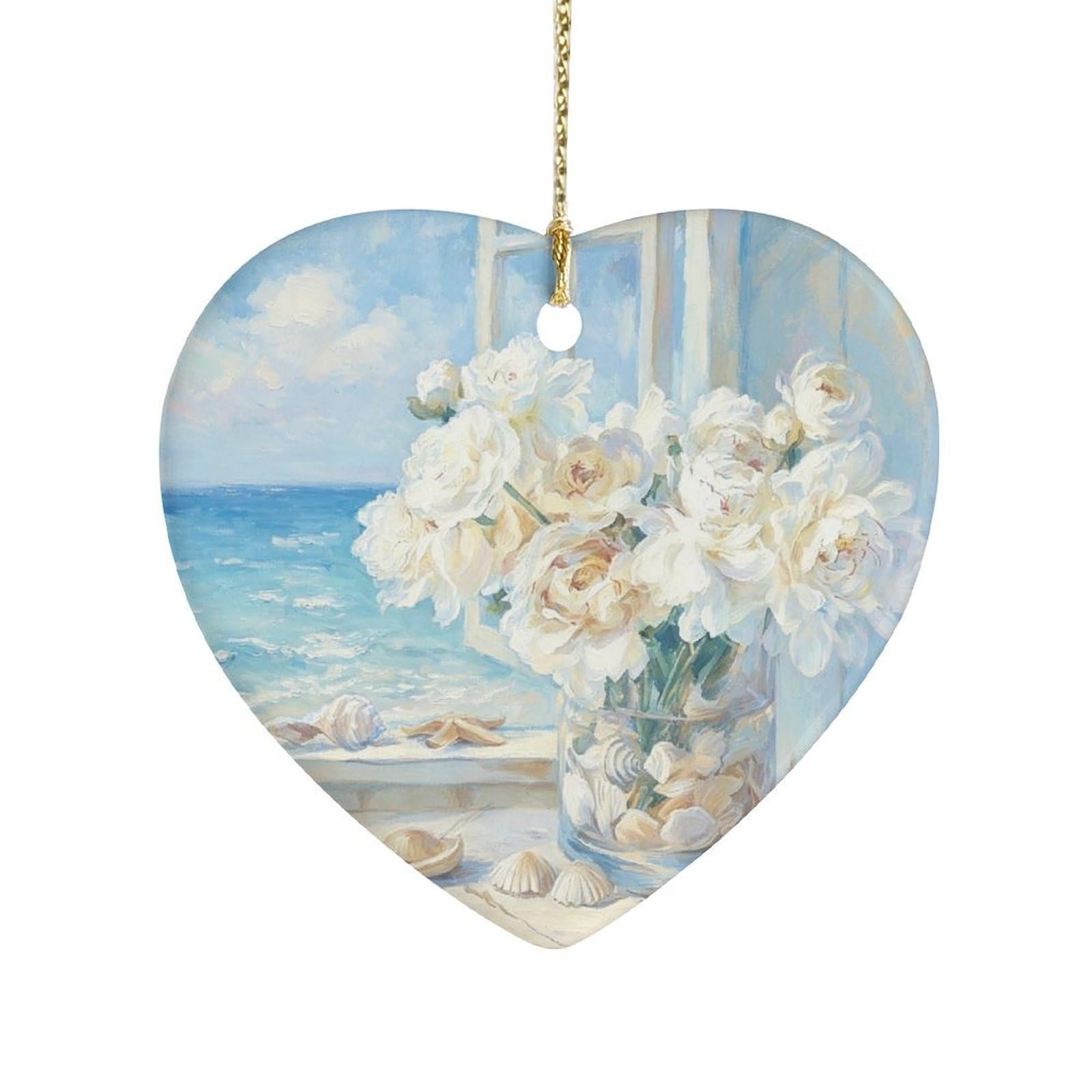 Fekiloot Style Coastal Scene Ceramic Ornament Home Decor Keepsake