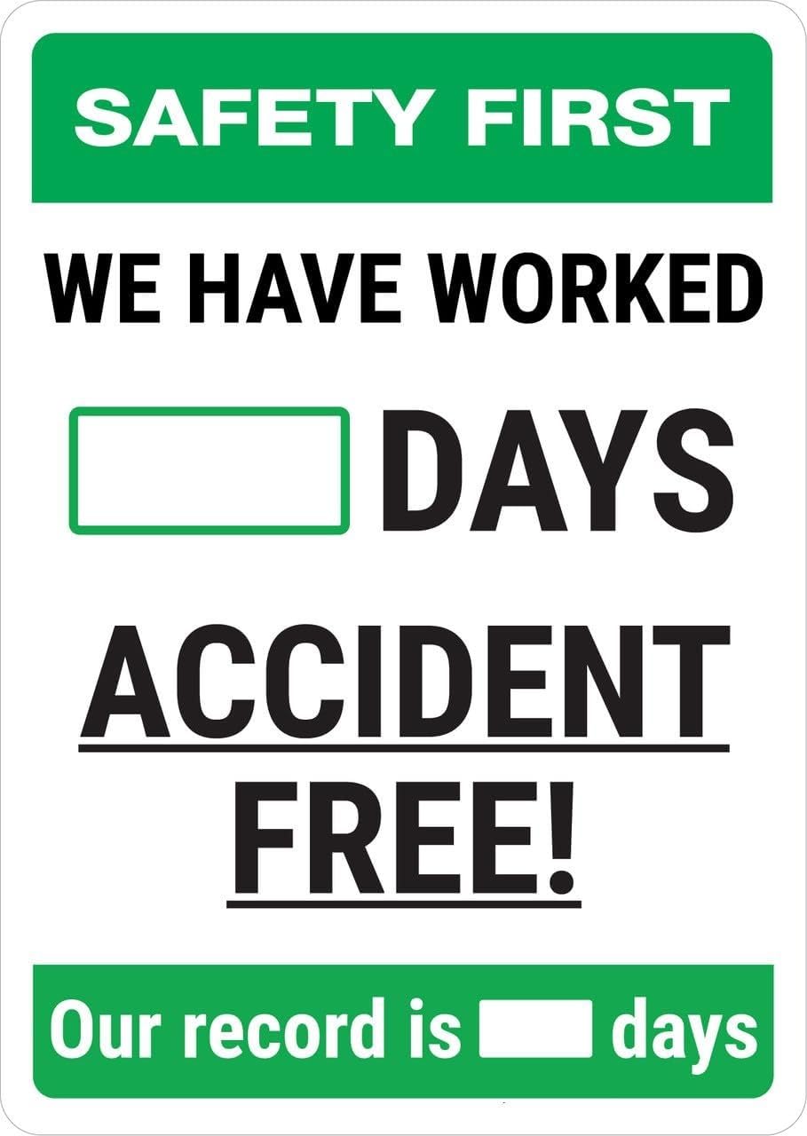 FNYUVNFAF First Days Accident Dry Erase Metal Tin Sign Motivational Workplace Poster for Office Warehouse Garage 8 X 12 Inch