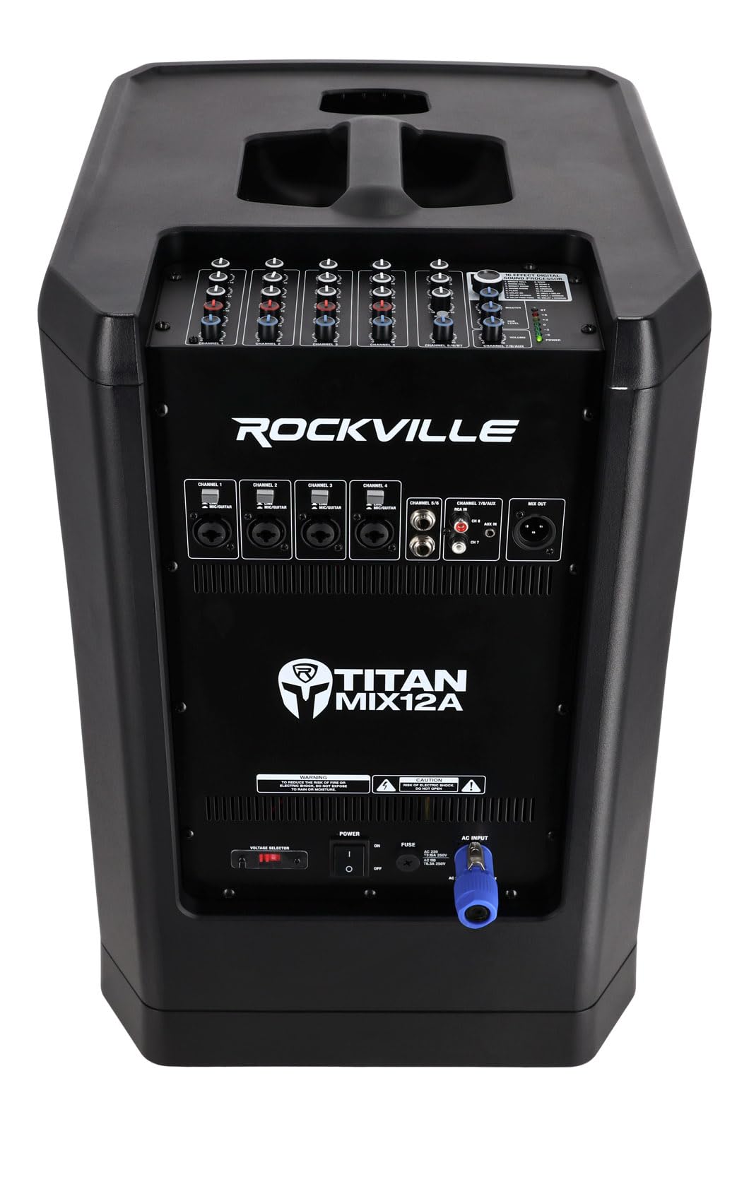 Rockville Titan MIX12A 3200W Peak 30.5 cm Powered Column Array PA-System mit Subwoofer, 8-K Mixer, Bluetooth Audio, DSP, Reisetaschen