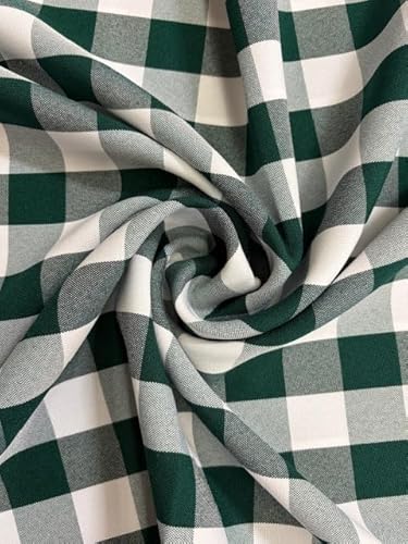 1" Checkered Gingham PolyPoplin Fabric by The Yard - 60 Inch Wide for Sewing, Quilting, Tablecloths, Curtains, Apparel, Crafting, DIY Projects