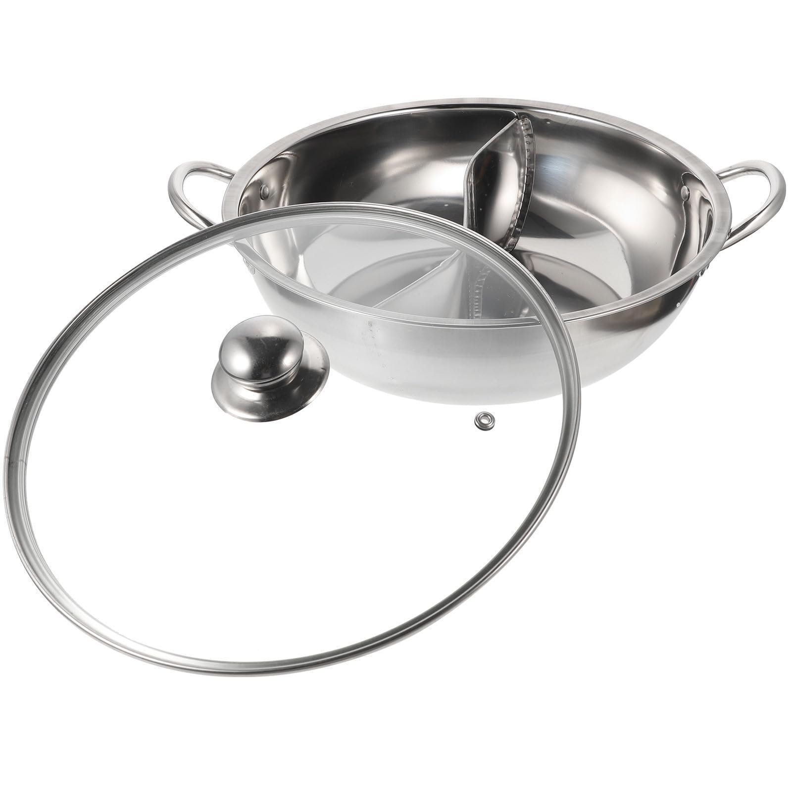 Marmite à fondue chinoise Healeved 30 cm en inox épais avec couvercle
