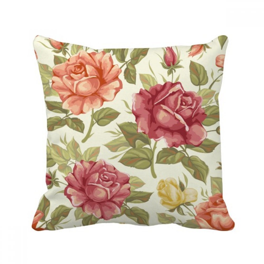 Aquarelle rose fleur coussin haut de gamme 40x40cm motif antique chic