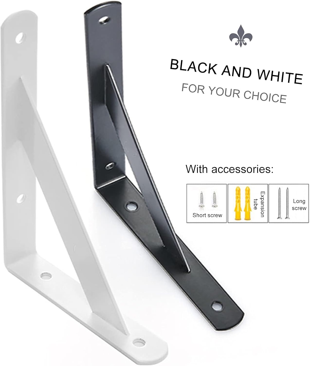 2 Pcs Tripod Shelf Brackets,Shelf Supporter on The Wall,Antique Shelving Brackets,Brackets for Scaffold Board Shelves,Black/White,White-5003003mm