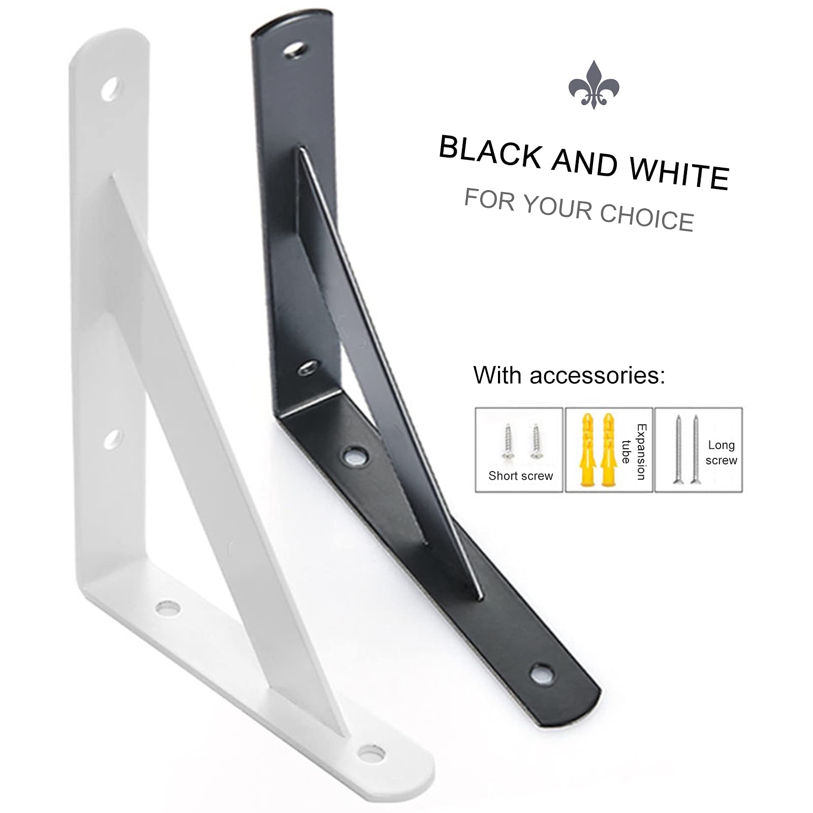Heavy-duty Plankbeugels,2 Stuks Driehoekige Plankdrager,haakse Wand Wandconsole Plank Beugels,maximaal Draagvermogen 70kg,wit/zwarte Rekken Steunbeugels,Black-150 * 95 * 2mm