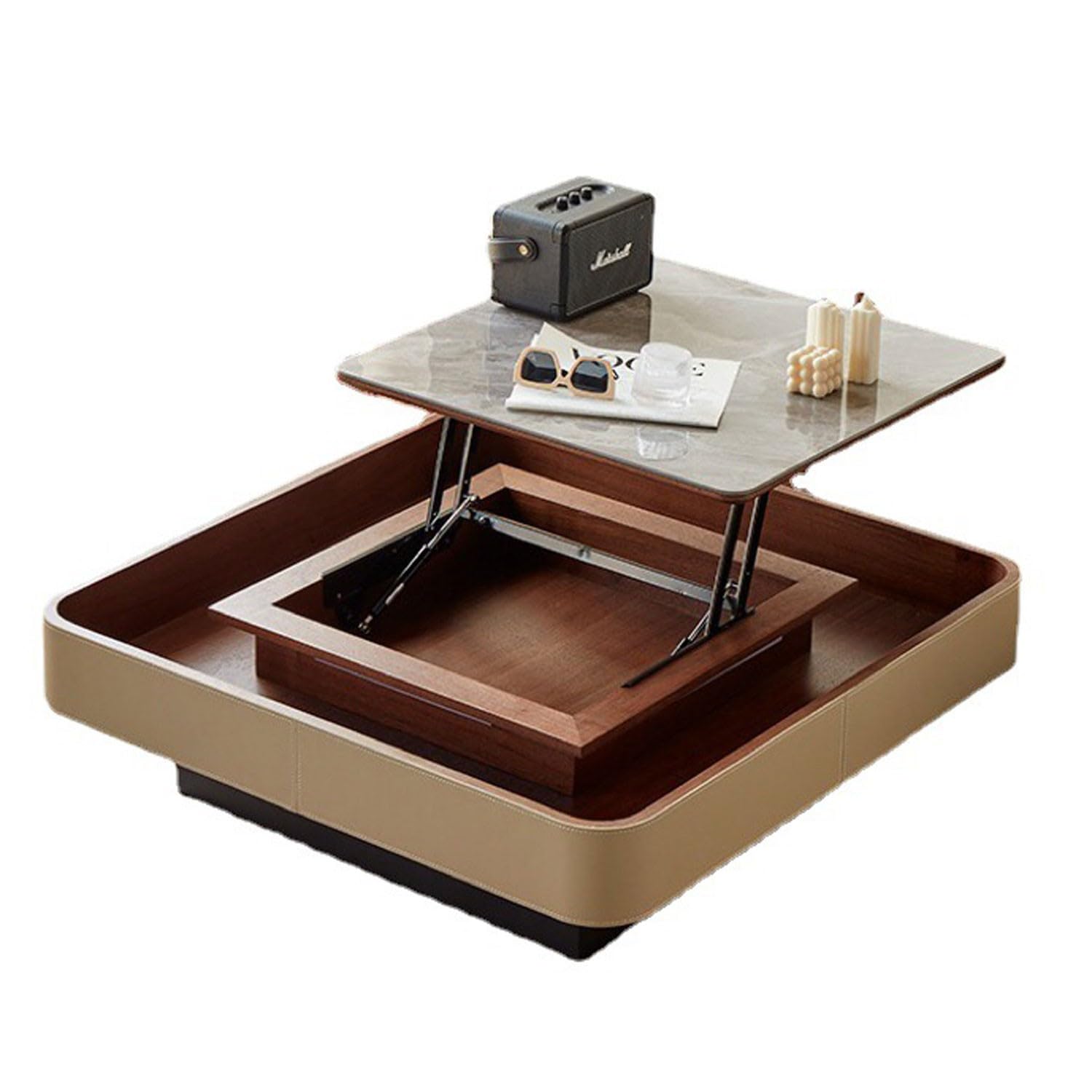 BBAUER Coffee Table Lift top Coffee Tables for Living Room 1M Lift Coffee Table with Open and Hidden Storage Space, with Sensor Light