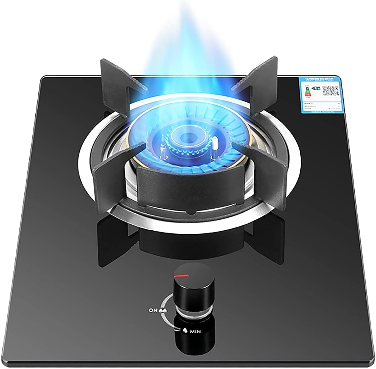 Gas cooktop Desktop Gas Hob Built-in Gas Stove|Desktop Campervan Hob|4.8KW Black Tempered Glass Gas Cooktop For NG/LPG|Flame Failure Protection|Non-slip Cast Iron Hob Rings|Easy To(NG)