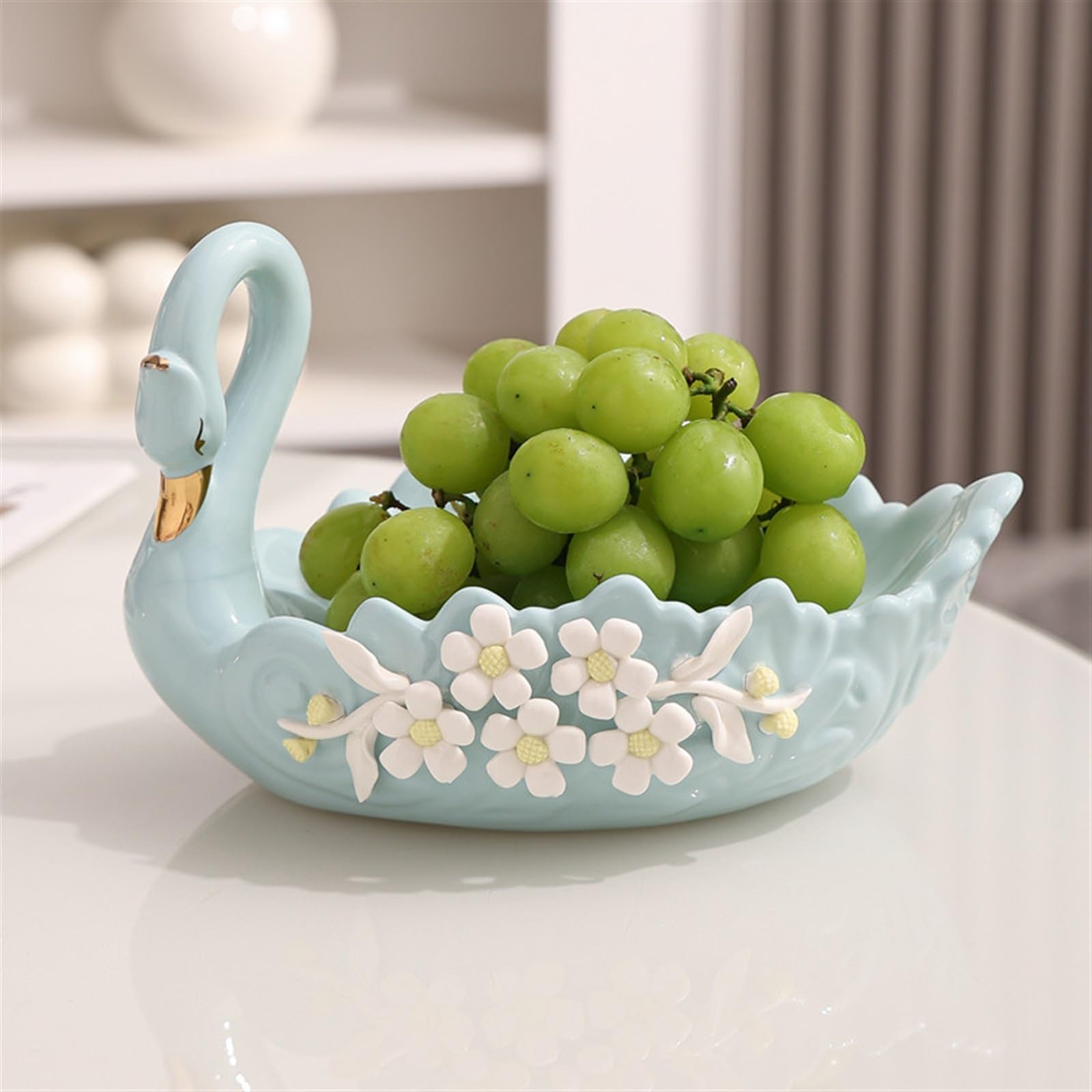 Koszyk na owoce Ceramiczna miska na owoce, miska na owoce na blat kuchenny, miska na owoce łabędź na blat kuchenny, dekoracja wnętrz Miska owoców(Beige-A)