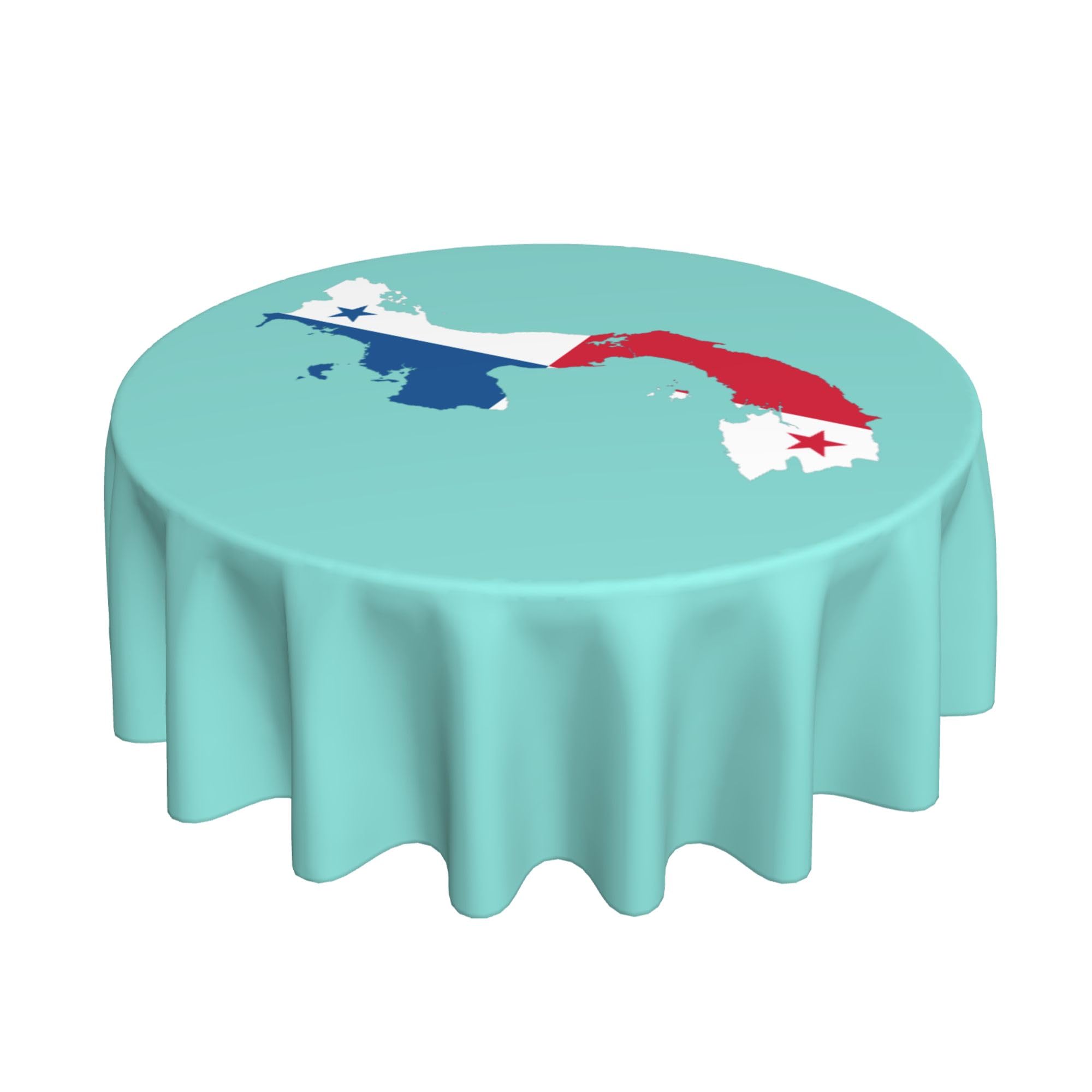 HLBSDM Panama Map Flag 60" Restaurant Circle Decor Tablecloth Festive Table Cover Round Art Desk Cloth