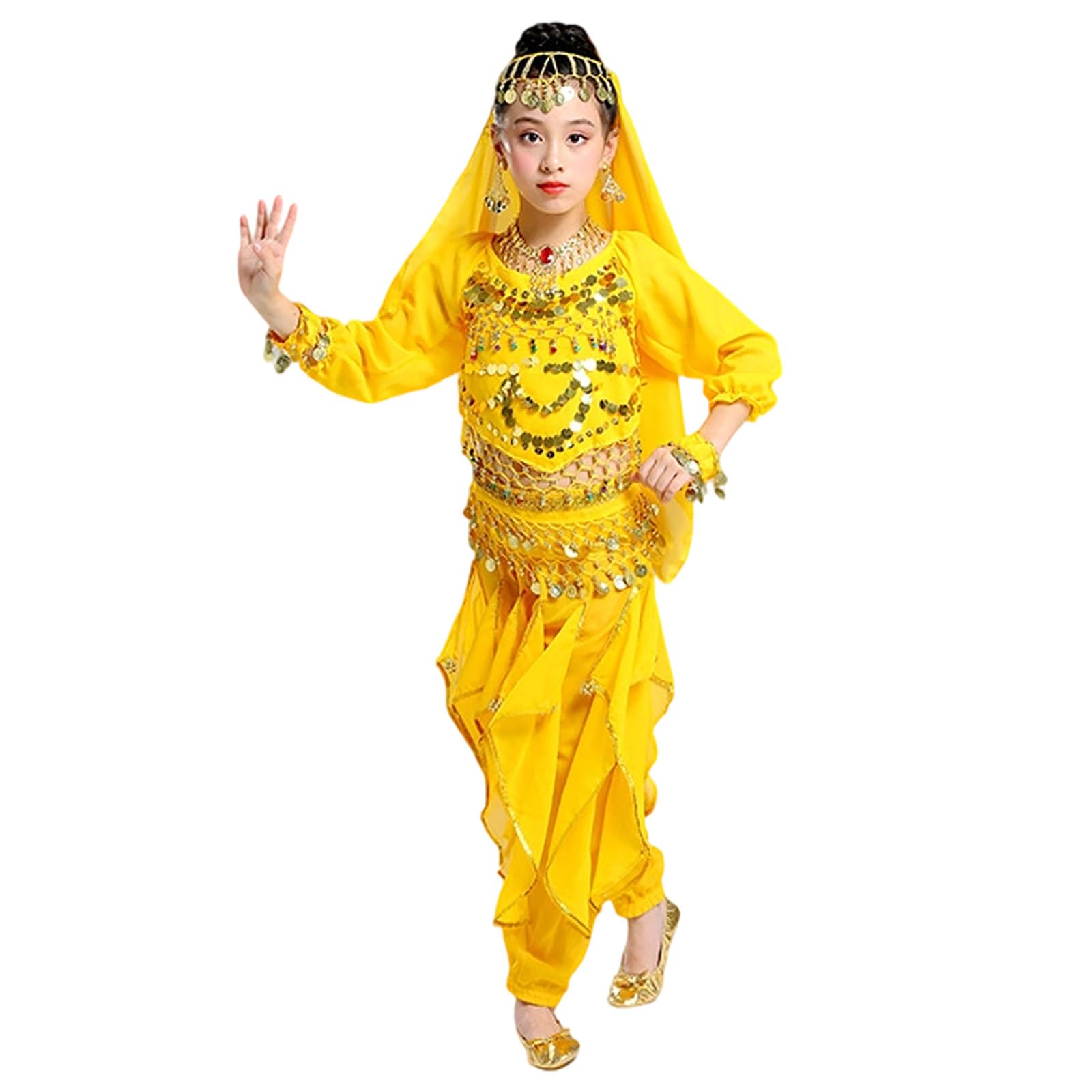 Traje de Baile para niñas, Atuendo de Danza del Vientre India, Vestido étnico para práctica de Danza folclórica Infantil.