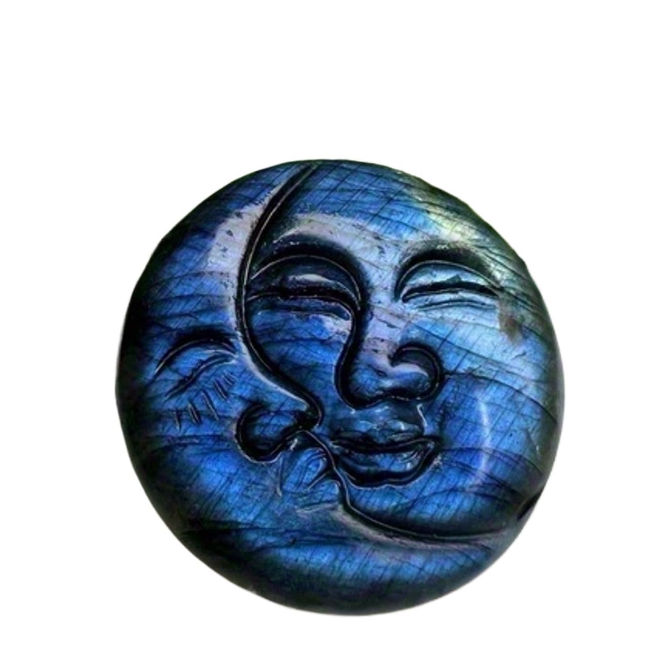 1pc Moonstone carving of the sun and moon gods with a glitter effect