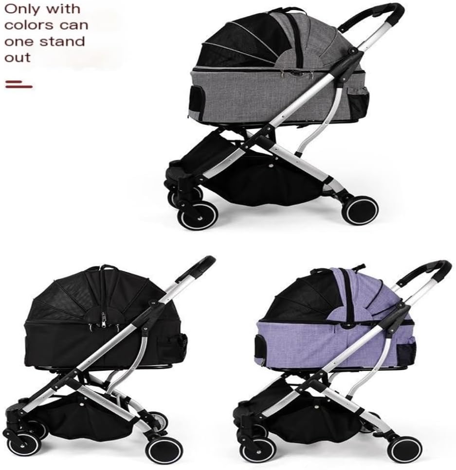 Pet Strollers Pet Stroller, Cat Stroller, Dog Stroller, One-click Storage Cradle, Detachable Portable Pet Stroller Pet Stroller Medium(Purple)