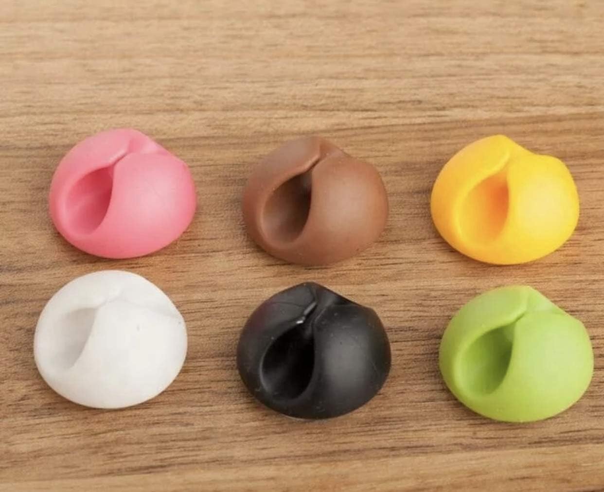 GRAB IT Self Adhesive Cable Clips - Cable Clip Holders - Cable Holder - Cord Organizer - Cable Management - Wire Holder - 6 Pack Adhesive Cord Hooks - Desk Accessories