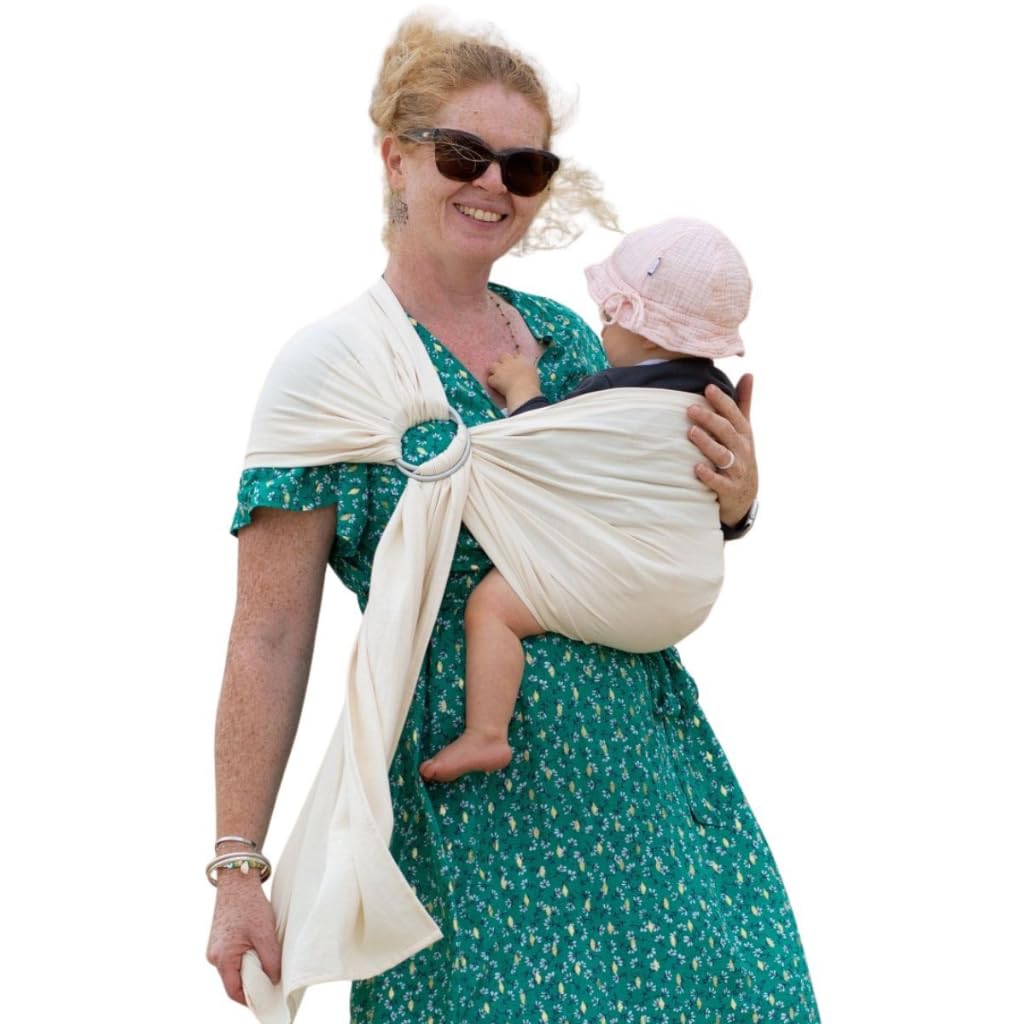 Naturioù - Simply Sling - Écharpe de Portage Bébé Simple Sans Noeud 100% Coton - Tissage Sergé Brisé - Naissance à 15kg - Écru
