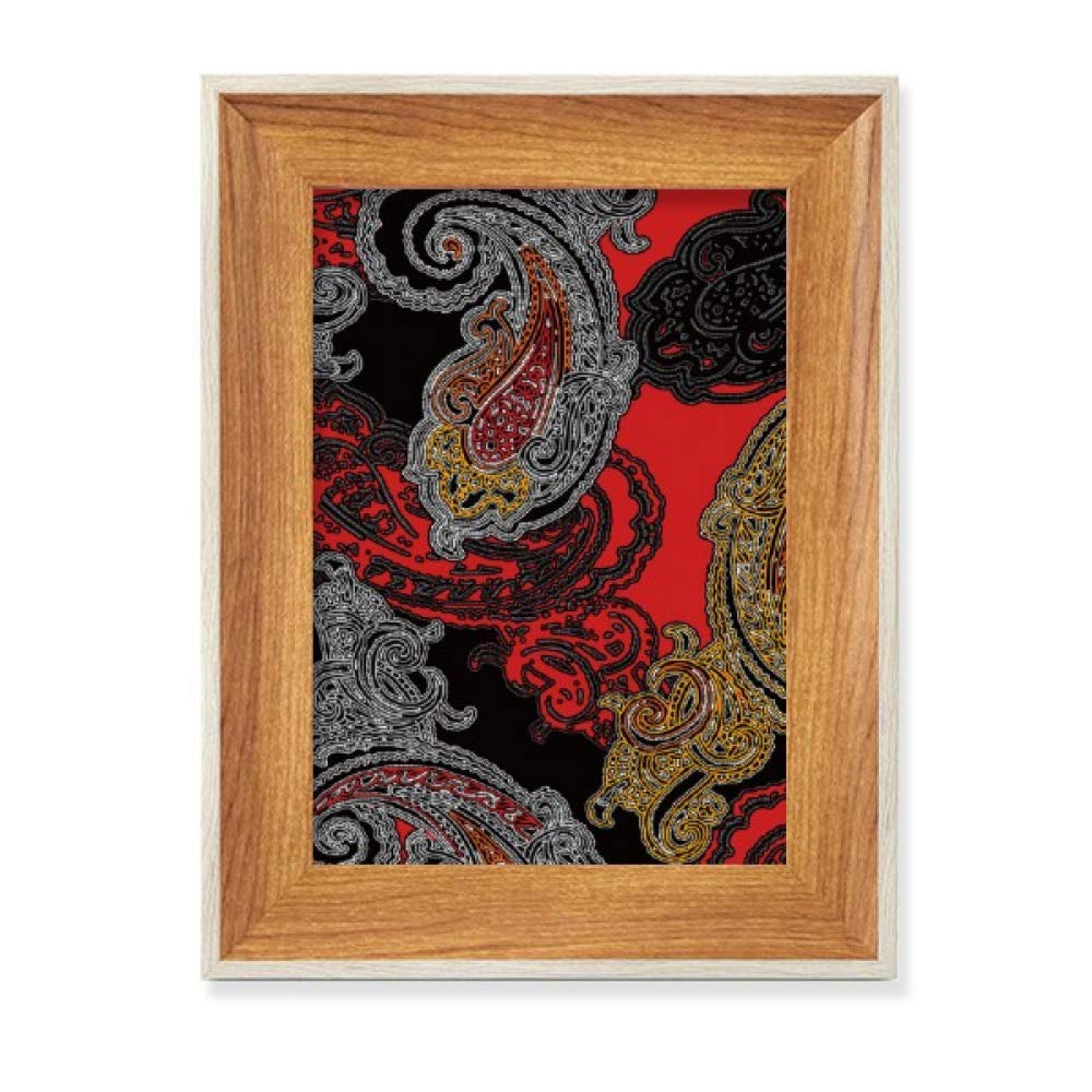 Cadre de photo en bois bureau anti-reflet avec peinture de nuages abstraits rouge jaune