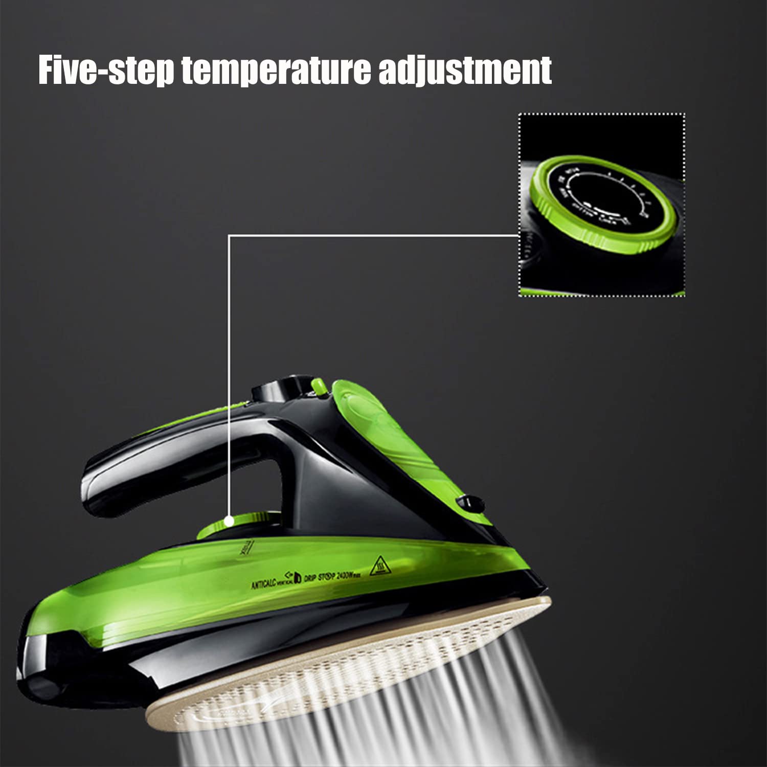 TAPIT Home Steam Iron Bundle Set, Portable Iron for Clothes with Non-Stick Soleplate, 2400W Travel Steam Iron with Control System, Suitable for All Kind of Garments (Green)