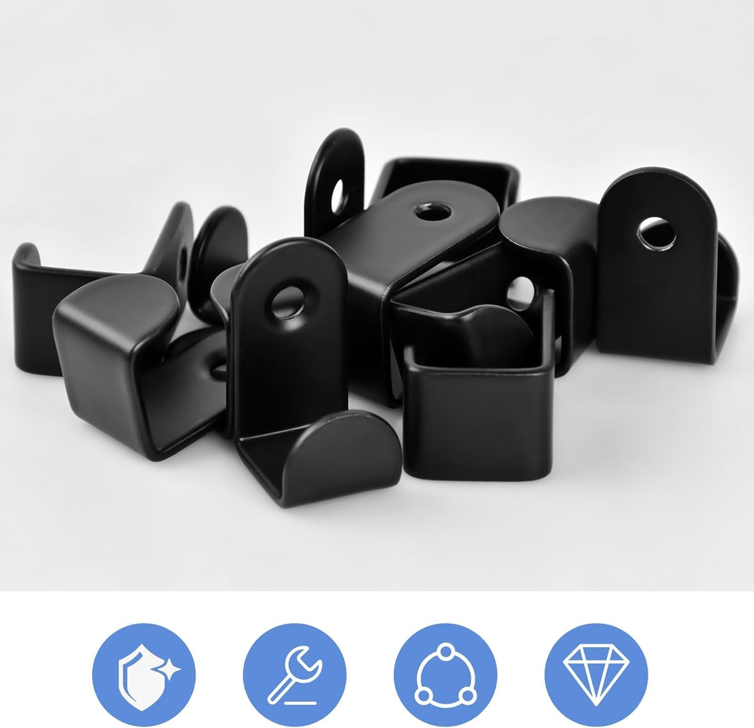 13 Pack Black L-Shaped Wall Hooks, Decorative Heavy Duty Rustic Farmhouse Screw-in Metal Hooks with Screws & Wall Plugs for Bathroom, Door, Closet, Kitchen, Coat, Towel, Hat, Key (30x16mm)