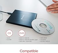 Vista 4 de Verbatim Slimline - Unidad de CD / DVD USB 2.0, grabadora externa de CD y DVD +/-RW para portátiles y portátiles con soporte M-DISC, compatible