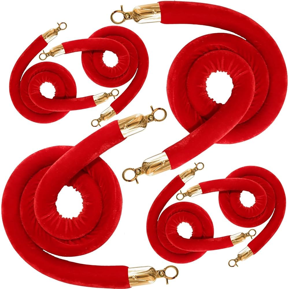 Corde de Poteau en Velours de 1,5 m rouge barrière de sécurité avec crochet doré taille 1 m
