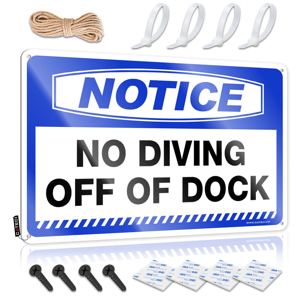 STWNVOITV Metal Sign Funny Notice No Diving Off Of Dock Tin Sign Sign For Bedroom Door Bar Sign Metal(30X40CM)
