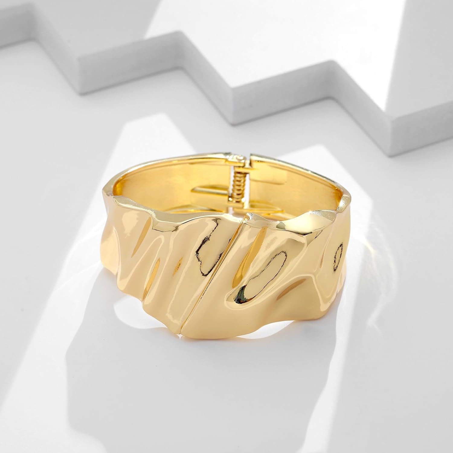 Chunky Gold Bangle Bracelet for Women Thick Irregular Gold Chunky Bracelets Statement Bracelet Trendy Jewelry - Image 8