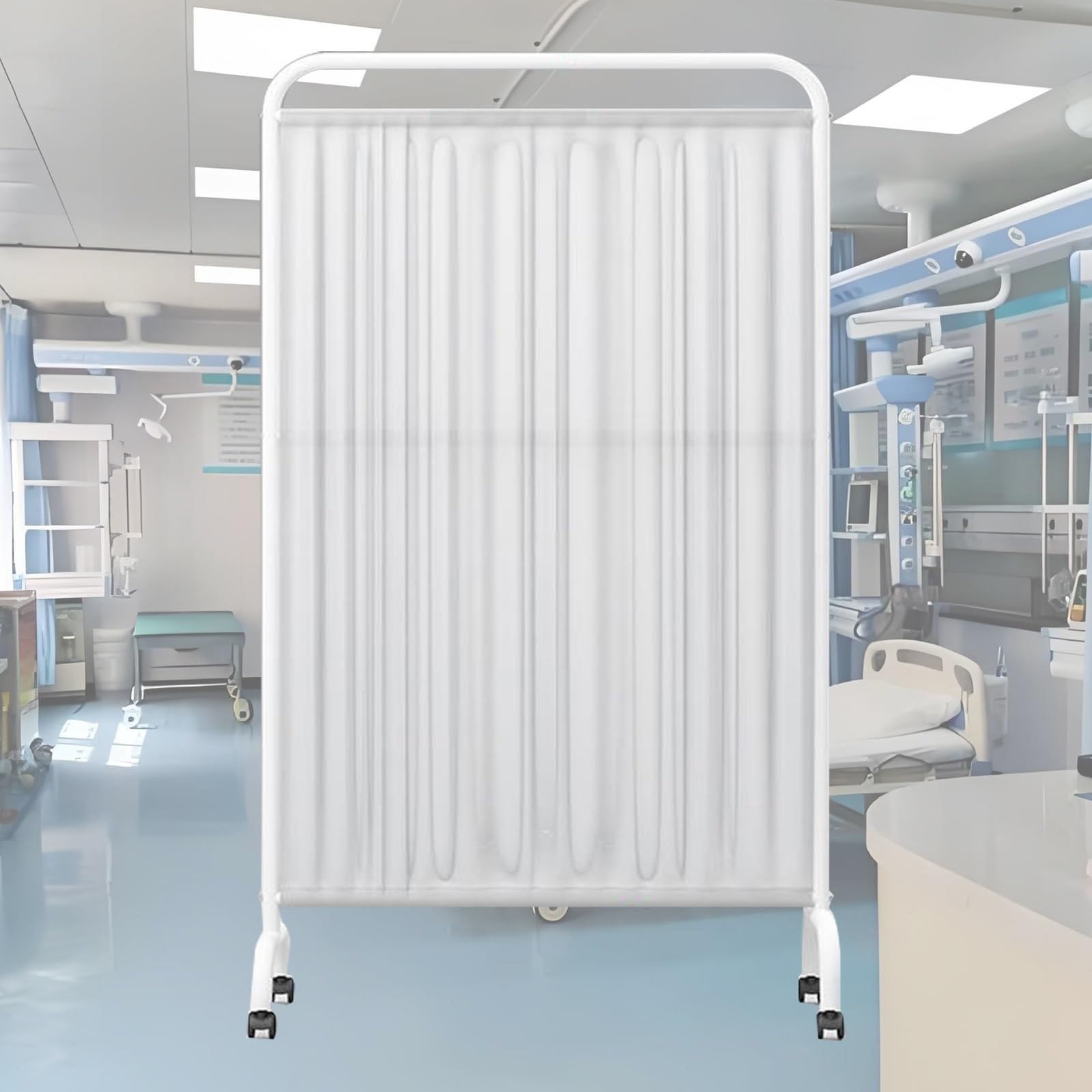 Biombo Médico Móvil De 1,8 M De Alto, Separador De Ambientes Portátil, Mampara De Pie De Un Solo Panel con Rueda, Tela De Nailon Impermeable, For Oficina, Clínica Y Salón De Belleza(White)