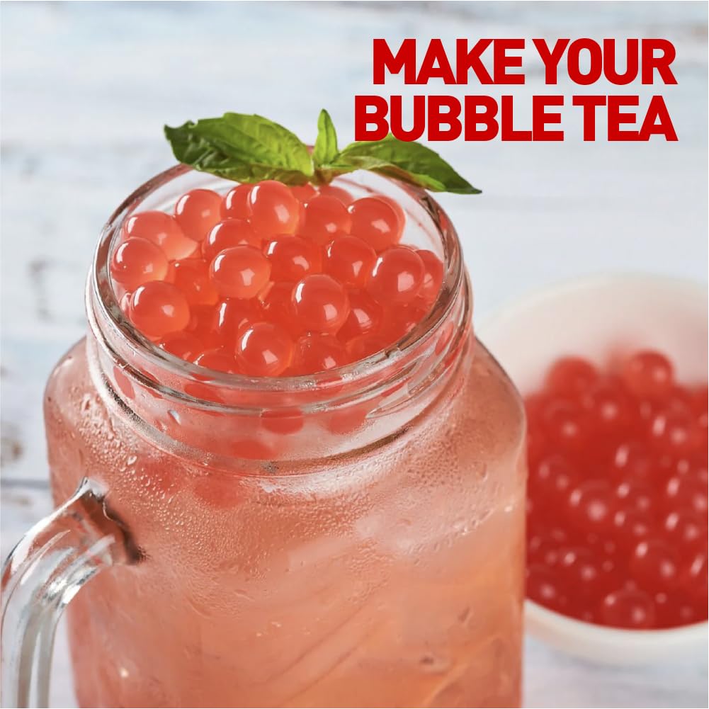 FRANKLY Popping Boba - Esferas de fruta para Bubble tea, té de burbujas, yogur, pasteles y dulces (Fresa, 450g)