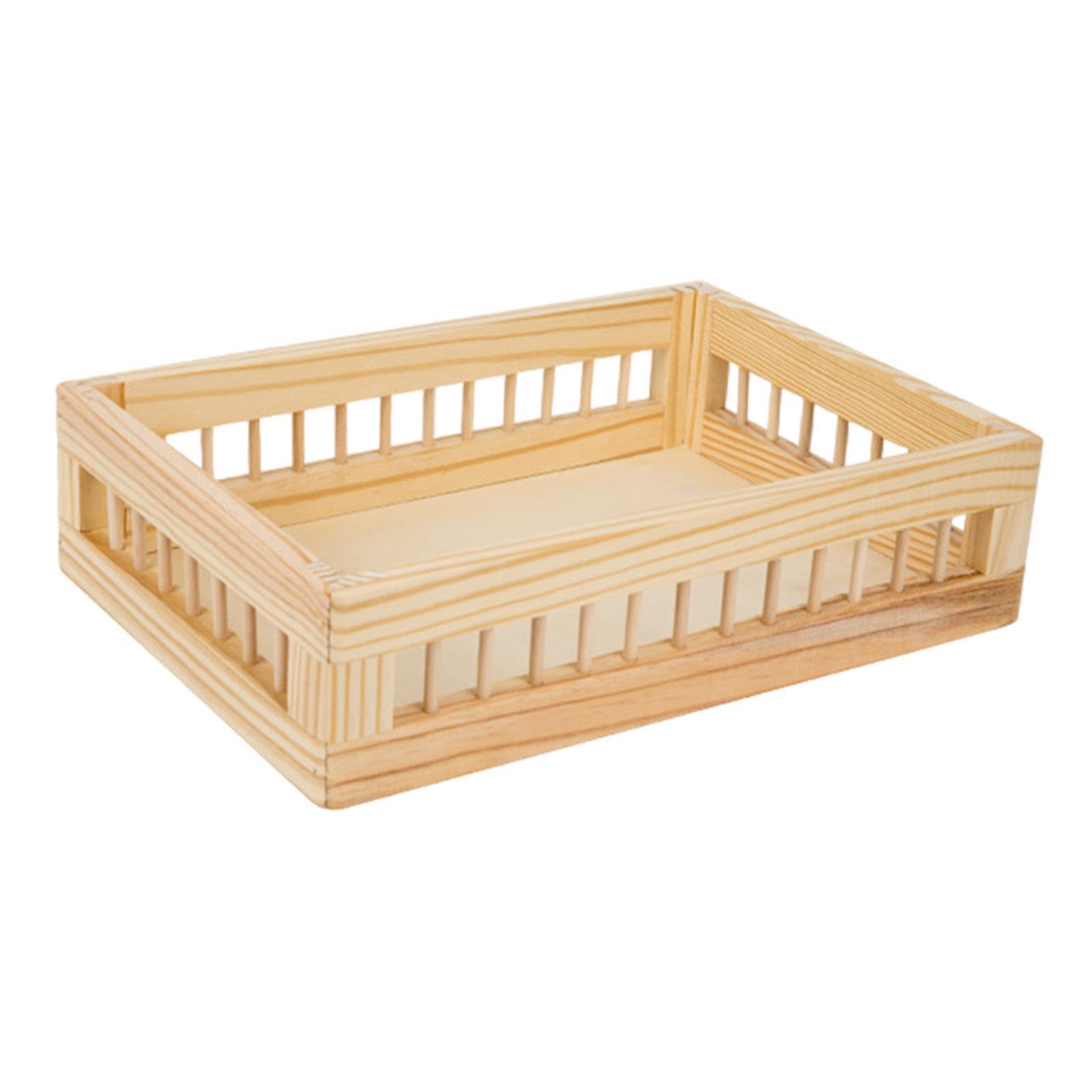 QLECXZI Tidy Wood Storage Basket Organizer Bin For Books Toys Multifunctional Kitchen Countertop Decorative Container Multifunctional Portable Storage Box For , Wood Color , XL
