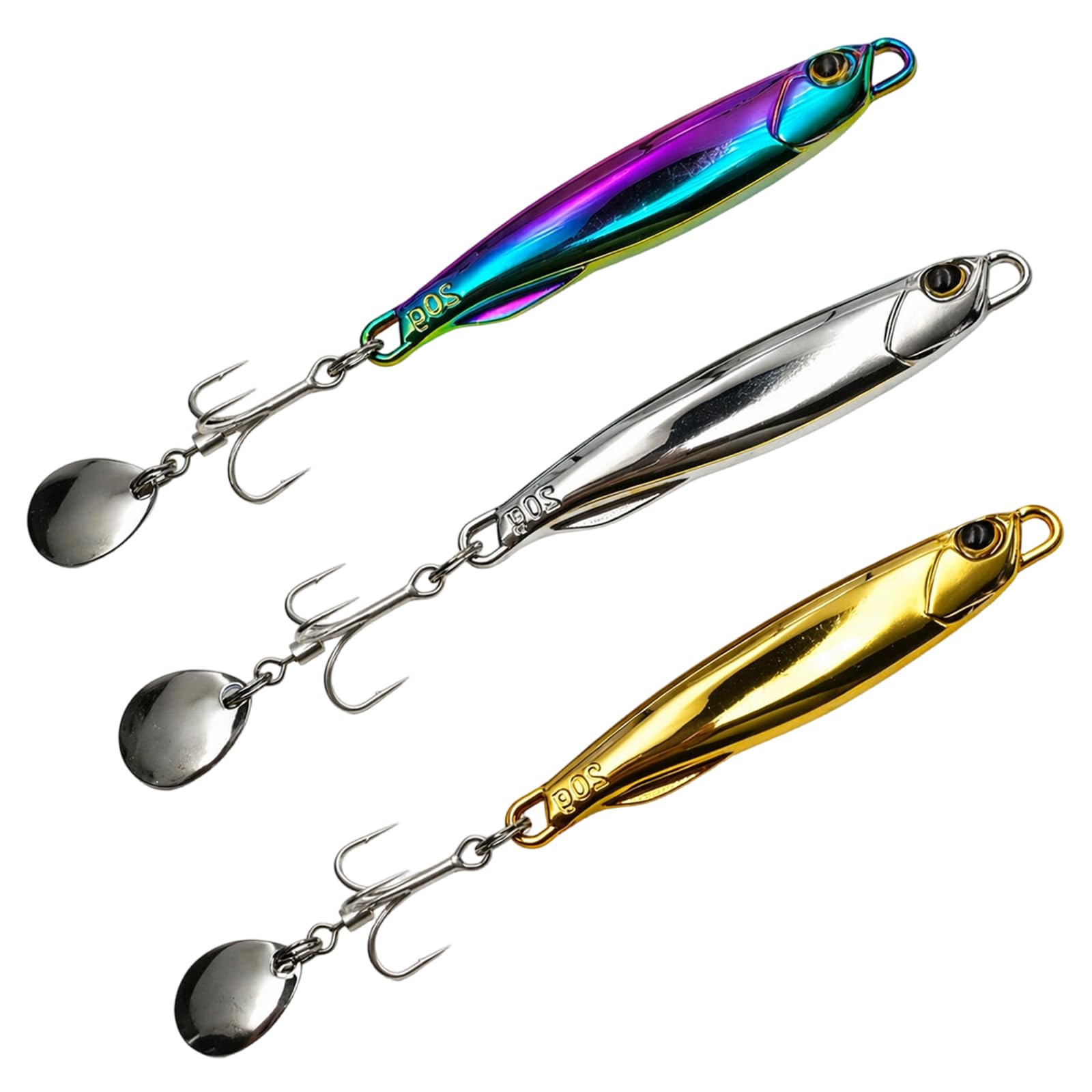3 PCS Sea Fishing Lures, Bass Lures and Mackerel Lures, Fishing Lures Vertical Diamond Jigging Spoons, Saltwater Fishing Tackle with Treble Hooks, Easy Casting, for Sea Bass and Mackerel Fishing