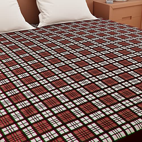 Image of DREAM CARE Waterproof Fitted Terry Cloth Printed Mattress Protector for Single Size Bed with Elastic Strap - 72 inchx30 inch, Coffee