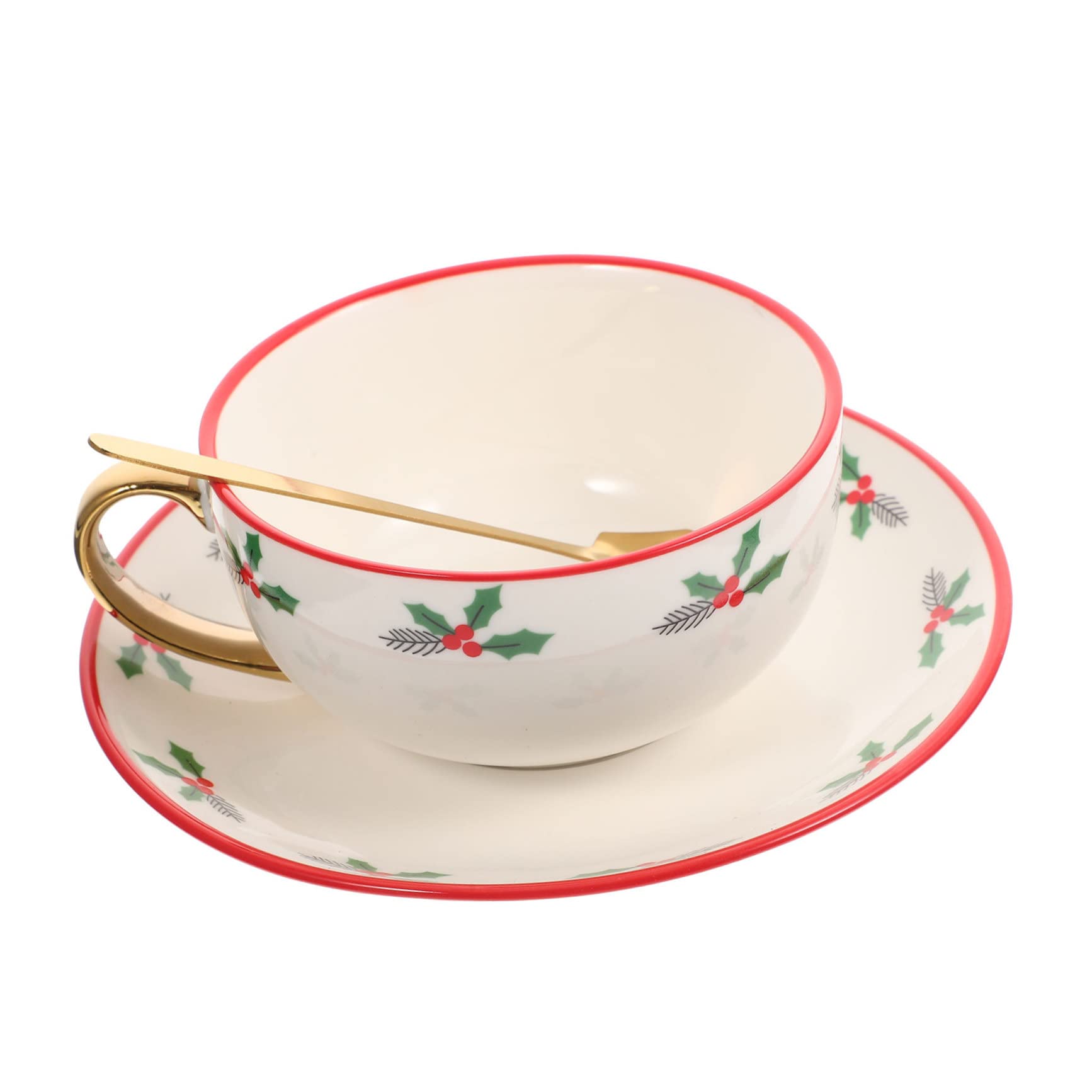 Alipis Weihnachtliches Keramik Kaffeetassen mit Untertasse 3 Stück Xmas Design für Festliche Anlässe Robust und Praktisch