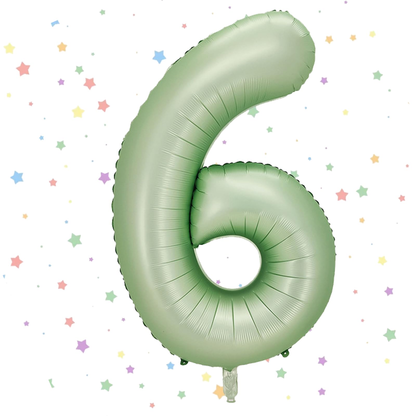 Number 6 Balloons Sage Green, 40inch Large 6 Balloon Helium Balloons,Self Inflating Foil Nmber Balloon 6 Balloons for 6th Birthday Decorations Boys Girls Birthday Anniversary Decorations โ image 1