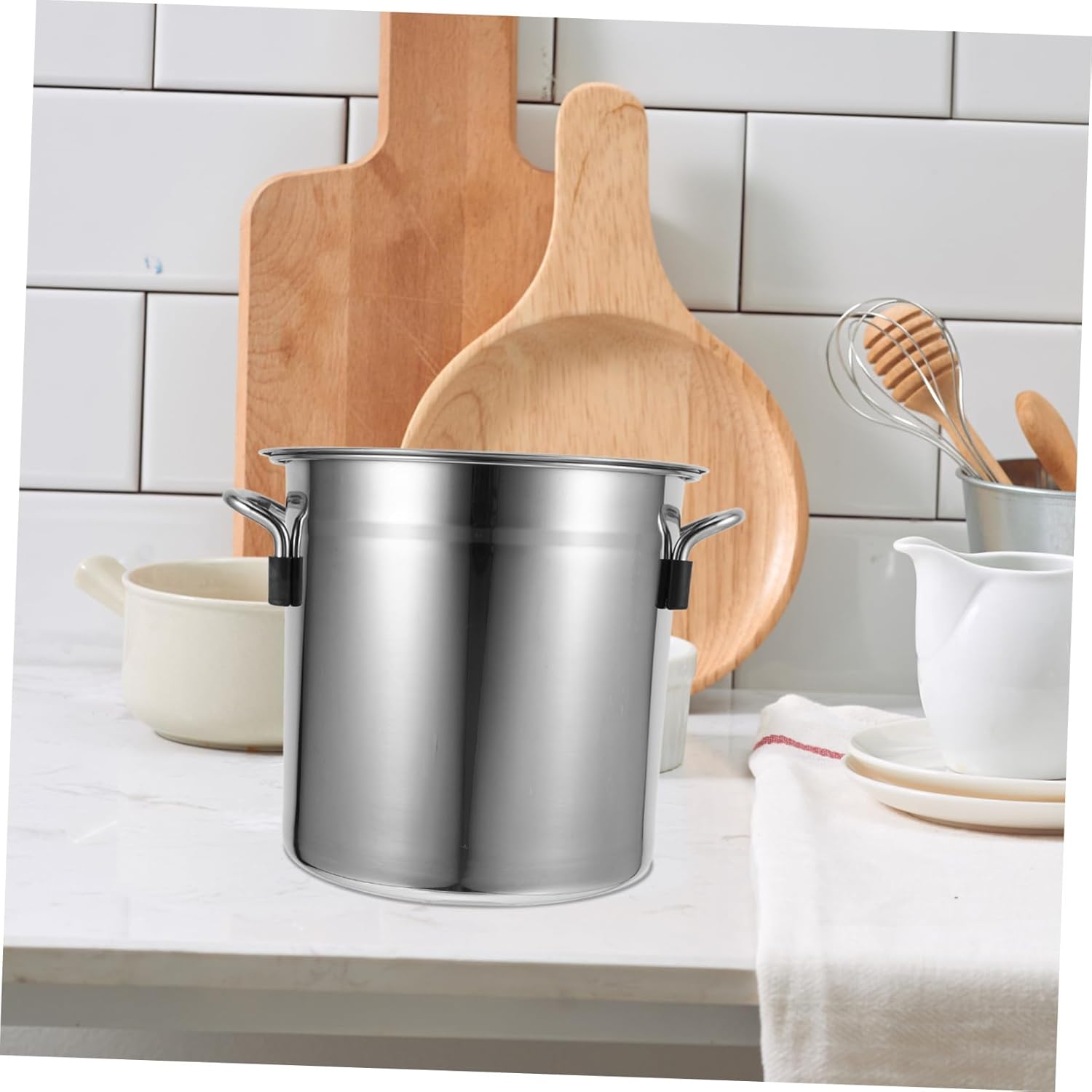 OUNONA 1piece Stainless Steel Deep Saucepan Lid Cooking Pot for Home Use Polished Finish Diameter for Soups and Stews