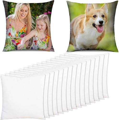 15 fundas de almohada de sublimación en blanco de 16 x 16 pulgadas, fundas de almohada de transferencia de calor, fundas de almohada personalizadas
