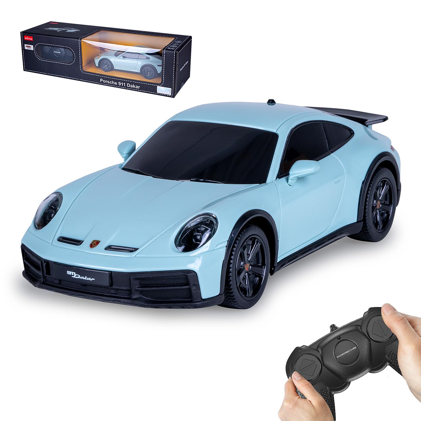 JAMARA Porsche 911 Dakar 402215 zdalnie sterowany samochód w skali 1:24-2,4 GHz, z pilotem zdalnego sterowania, prezent dla dzieci, oryginalny obraz