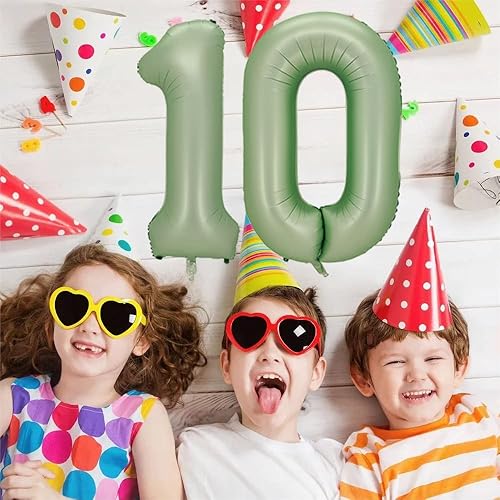 Miniatura 6 de Globo del número 1, globos de número grande de 40 pulgadas, decoración de fiesta de primer cumpleaños, verde salvia