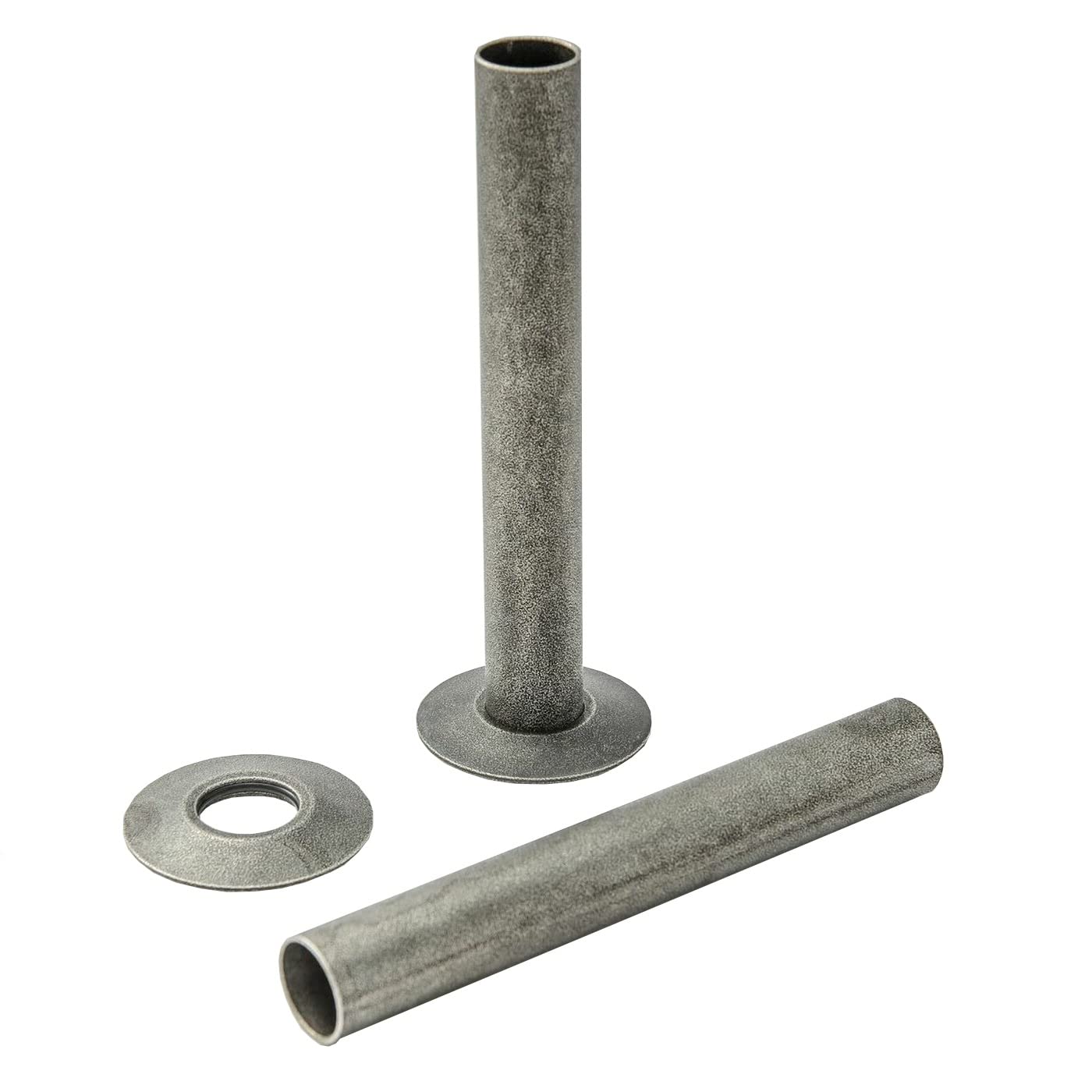 Excel Home Radiator Pipe Covers- 15mm x 180mm Radiator Pipe Collars & Shroud Kits in Matching Finishes - Fancy Matching with Valves and Radiators - Pair of Pipes (Pewter)