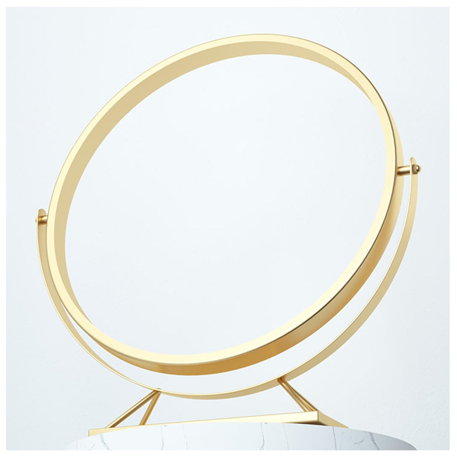 SDCFFC Round Vanity Mirror, 360 Rotation, Large HD Makeup Mirror, Metal Frame, for Vanity Desk Tabletop, Bedroom