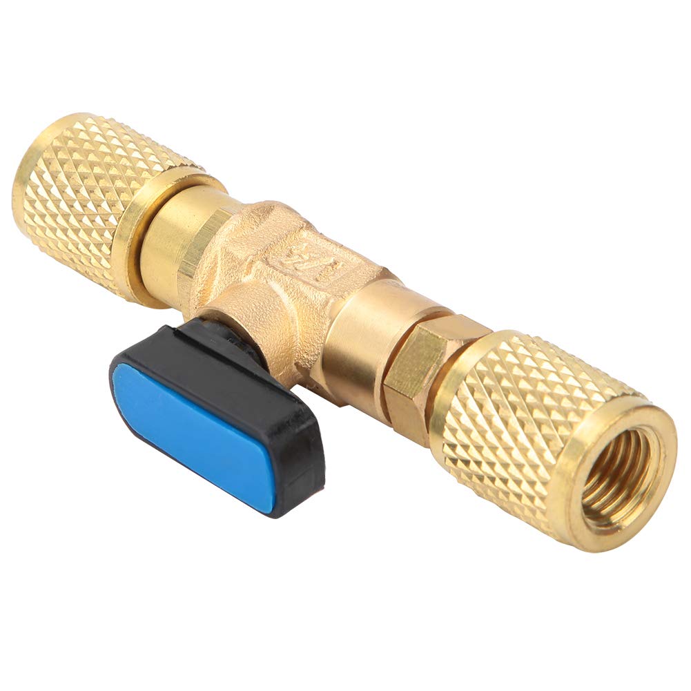 Queen.Y Valvola a Sfera Del Refrigerante G1 / 4 Condizionatore D'aria in Ottone Fine Adattatore per Valvola a Sfera Compatta con Mantenimento Della Pressione per Misuratore di Vuoto Del