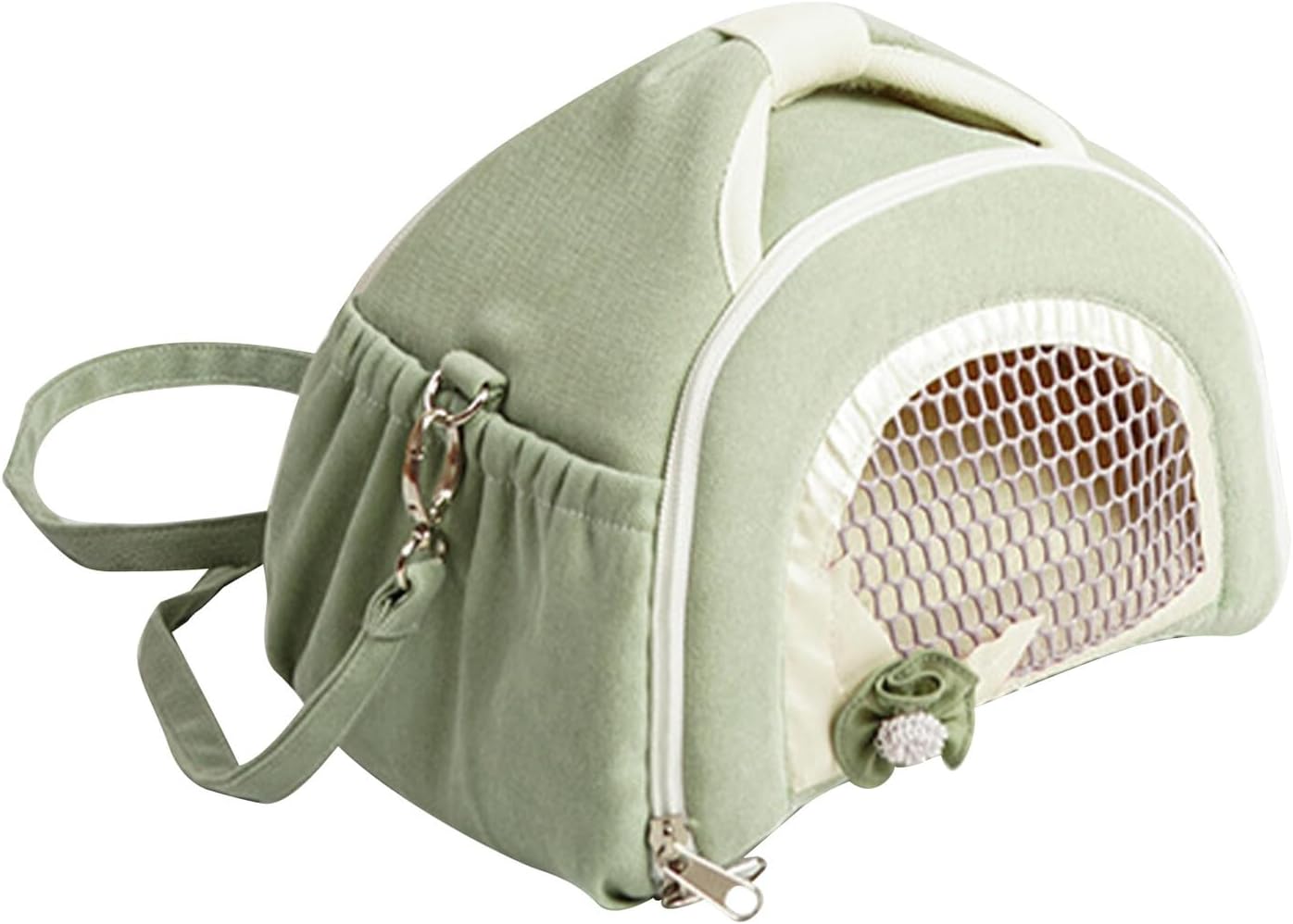 SEWACC Breathable Small Animal Carrier Bag with Anti-Lost Design, Portable Pet Shoulder Bag for Hamsters, Sugar Gliders, and Small Dogs, Lightweight Outdoor Travel Pet Carrier in Green