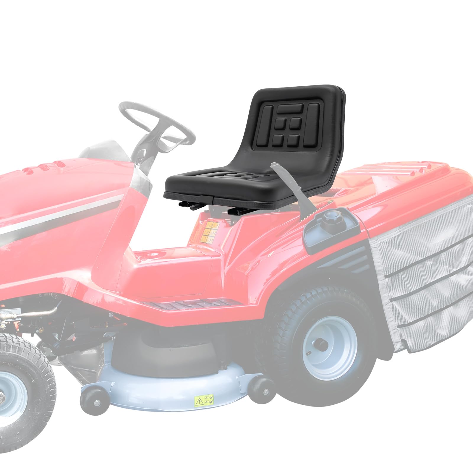 Asiento universal pequeño para carretilla elevadora con PVC y espuma, asiento de tractor ergonómico ajustable y capacidad de carga de 100 kg, asiento para cortacésped con varios orificios y orificio