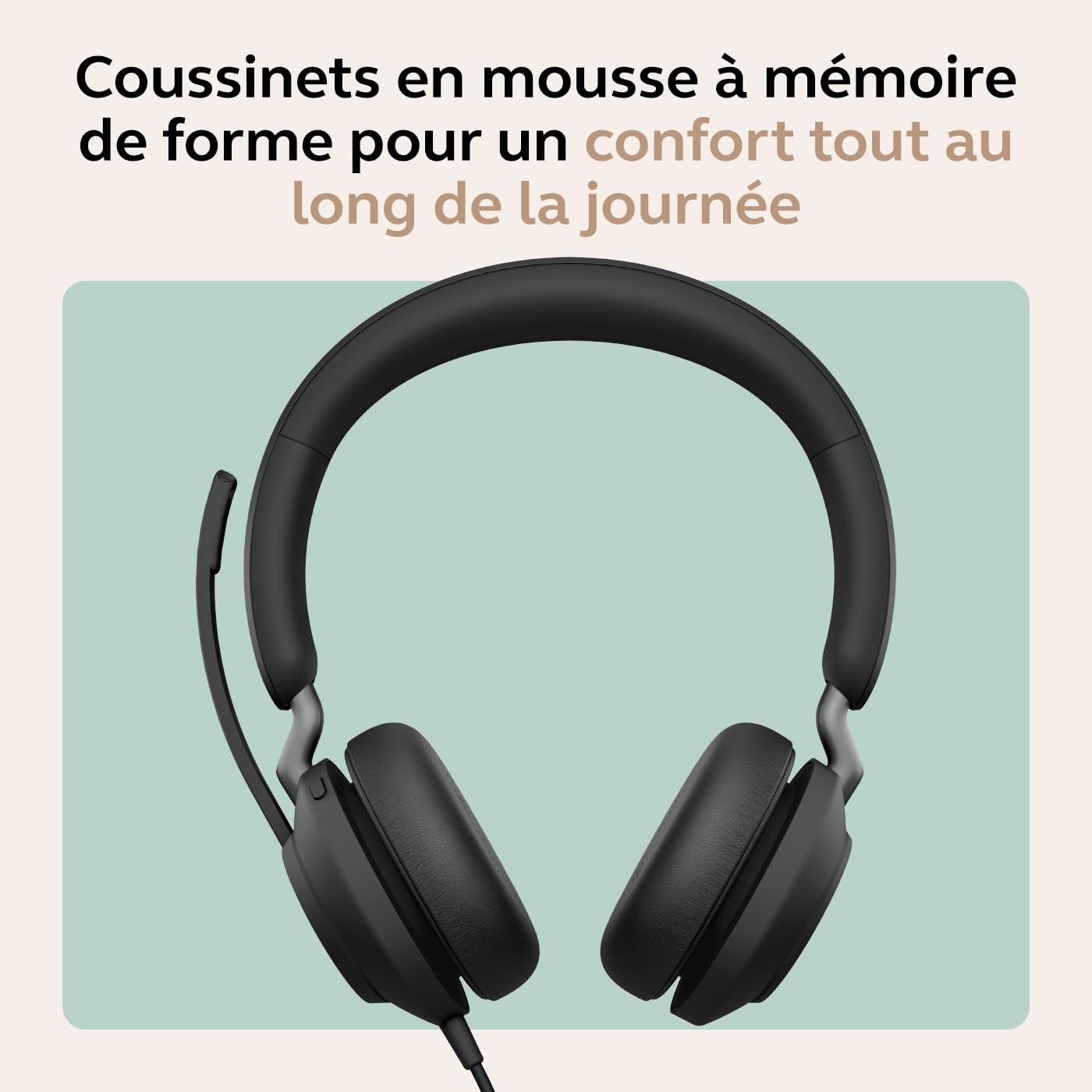 Jabra Evolve2 40 SE Casque stéréo Filaire avec réduction du Bruit, Technologie à 3 Microphones et câble USB-C - Certifié MS Teams, Compatible avec Toutes Les Autres Plateformes - Noir