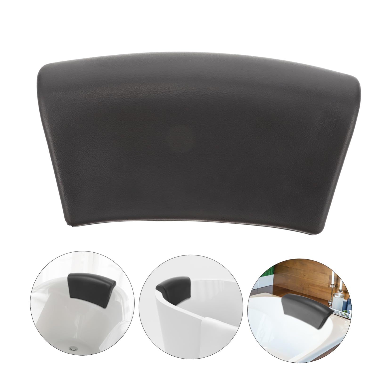 FRCOLOR 5 Piezas Almohada de bañera Alfombrilla bañera tapete banheira Espuma Calentador Almohada de baño con Soporte para el Cuello Almohada de baño para Soporte de Cabeza y Cuello Black