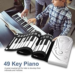Hand Roll Piano 49K, Portable 49 Touches Clavier de Piano Électronique Clavier Numérique Instruments de Musique Main Rolling Up Piano pour Enfants Enfants Débutants Passionné de Musique(argent) – Image 2