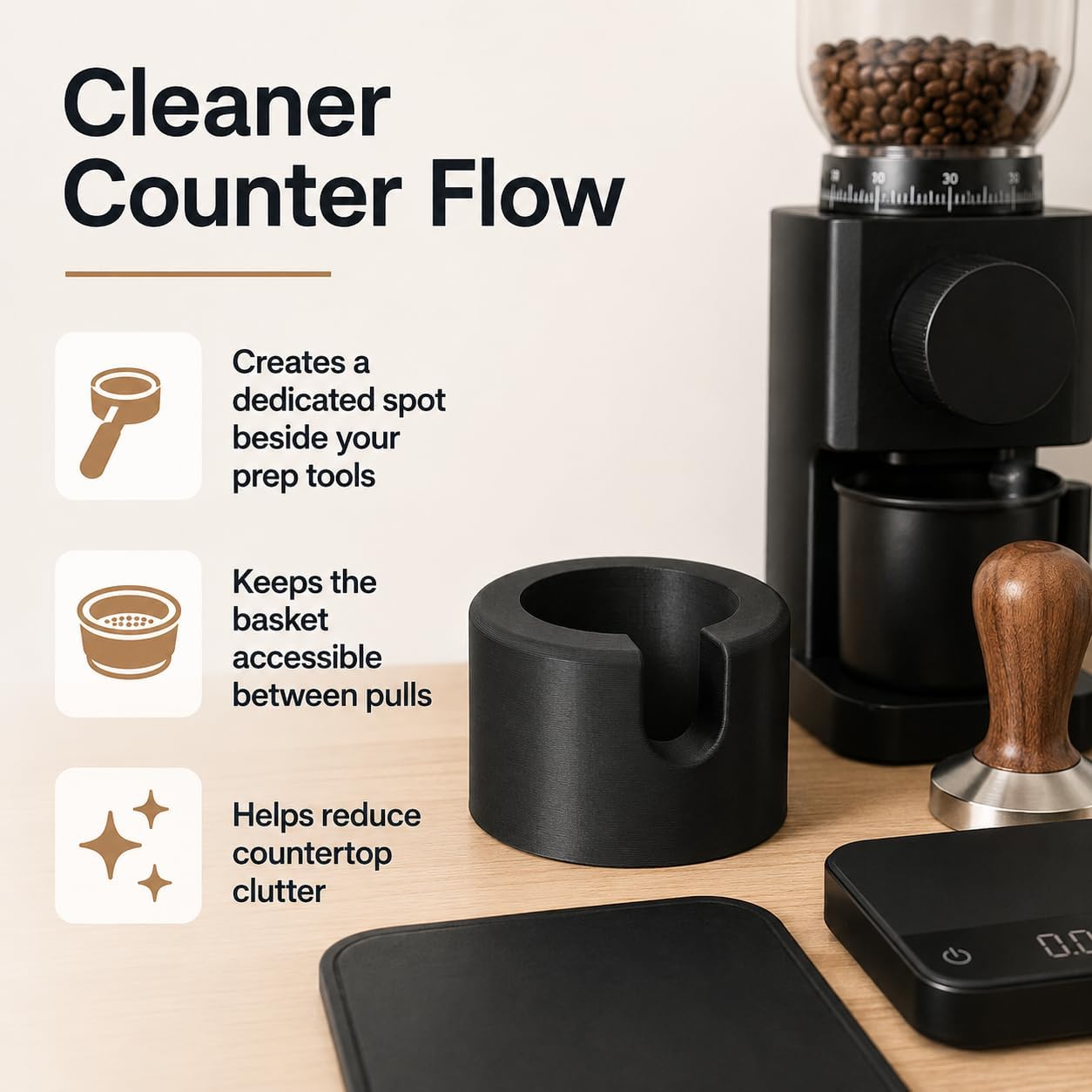 Espresso Portafilter Stand Compatible with La Pavoni Europiccola – Stable 49mm or 51mm Tamping Base | Compact Countertop Holder | Coffee Bar Organizer for Lever Tools image 5