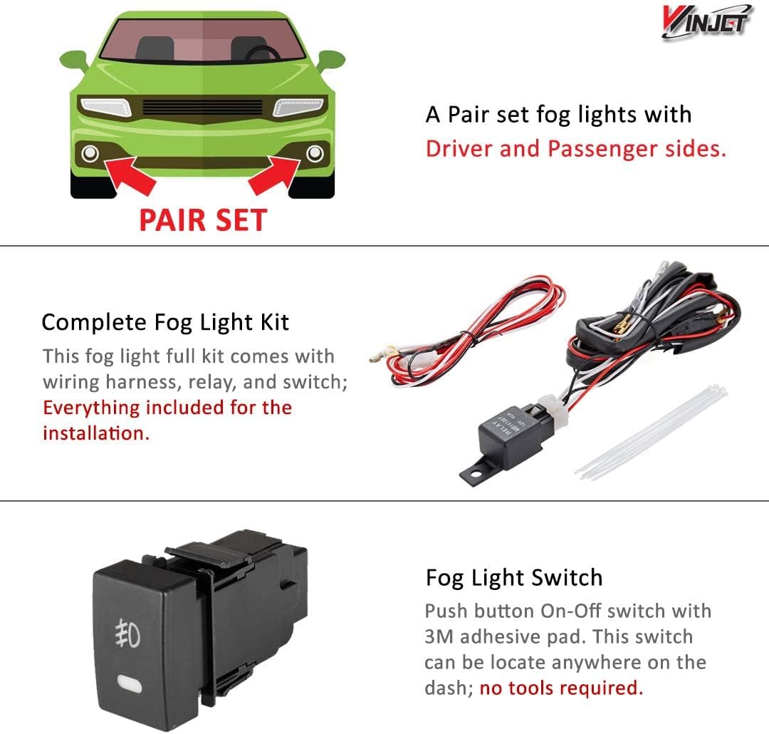 Winjet OEM Series for [2014-2015 Honda Civic Coupe] Driving Fog Lights + Switch + Wiring Kit