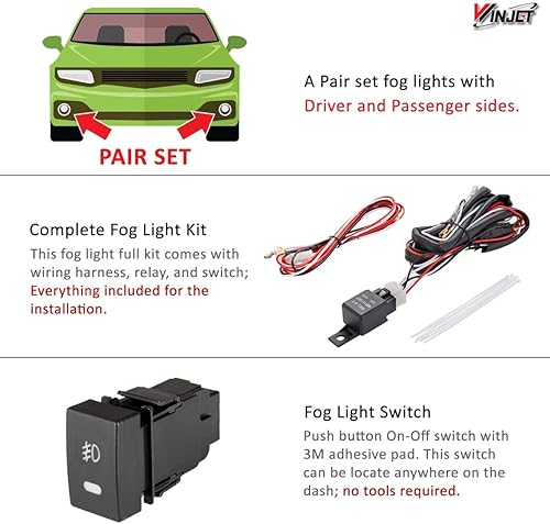 Miniatura 5 de Winjet Serie OEM para Honda Civic Coupe 2014-2015 - Luces antiniebla de conducción + interruptor + kit de cableado