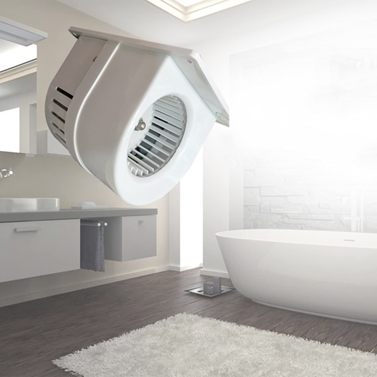 Abluftventilator，Belüftung Extraktor Wandlüftungslüfter-Turbine-Hochleistungs-Auspuffventilator mit Rückschlagventil und poröser Wärmeableitungs-Badezimmer und Toilettenlüfter, weiß, 30w für Küche Bad