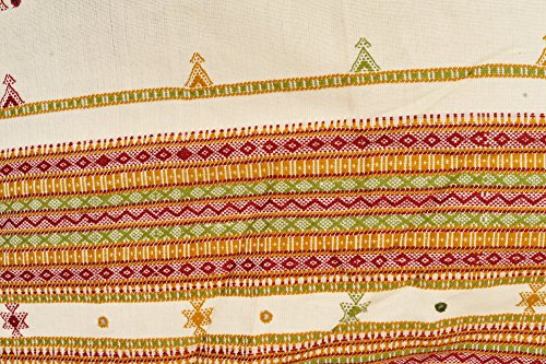 Image of Exotic India Women's Kutch Wool Shawl (SHV95--beige)